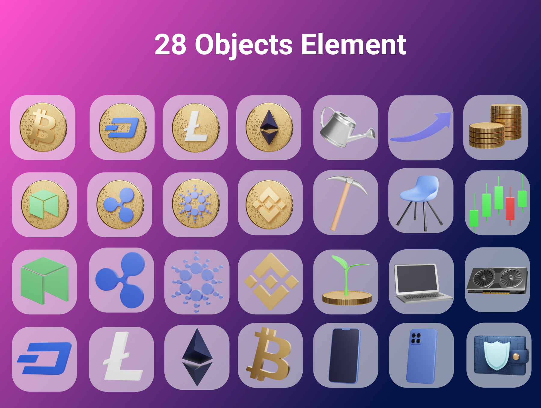 1283 3D人物角色加密货币插图设计素材 3D Character Pack Crypto Illustration & 3D Elements object