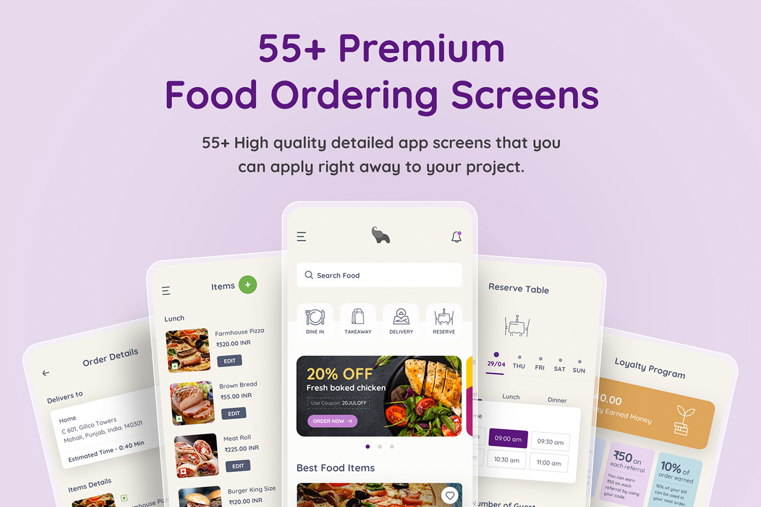 1253 美食订购外卖应用软件APP UI套件模板 Eatfresh – Food Ordering App