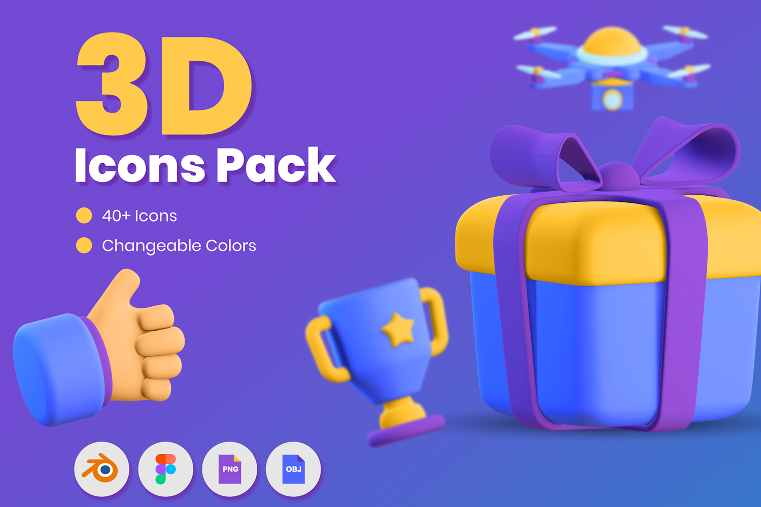 1227 50款高级3D图标UI界面设计素材 50 3D Icons Pack