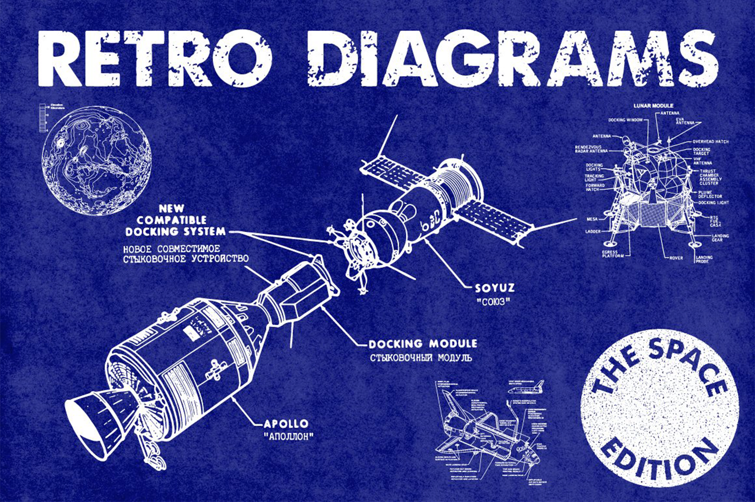 1205 复古未来派航空飞行器空间站主题插画合集 RETRO_SPACE_DIAGRAMS