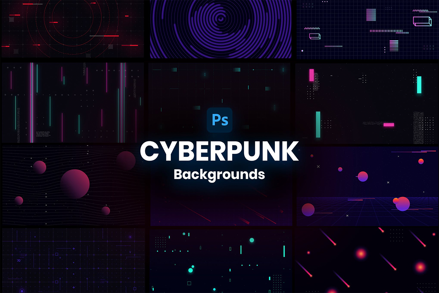 1193 15款科幻科技赛博朋克PSD背景素材 cyberpunk backgrounds