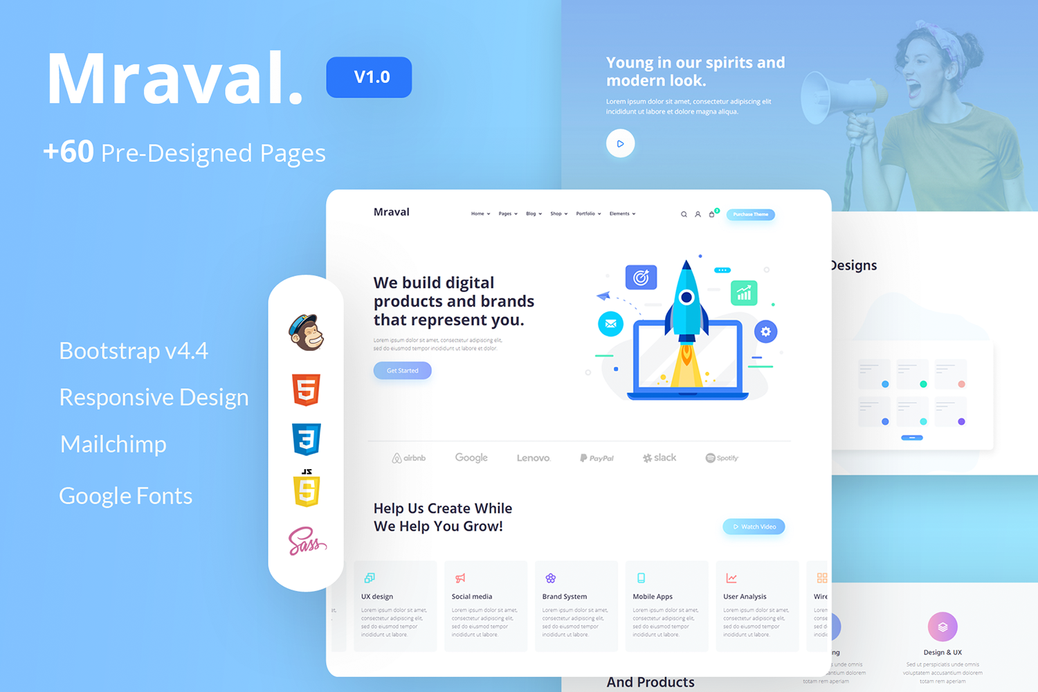 1166 精美商务多用途HTML网页整套UI代码设计模板Mraval Multipurpose HTML Template