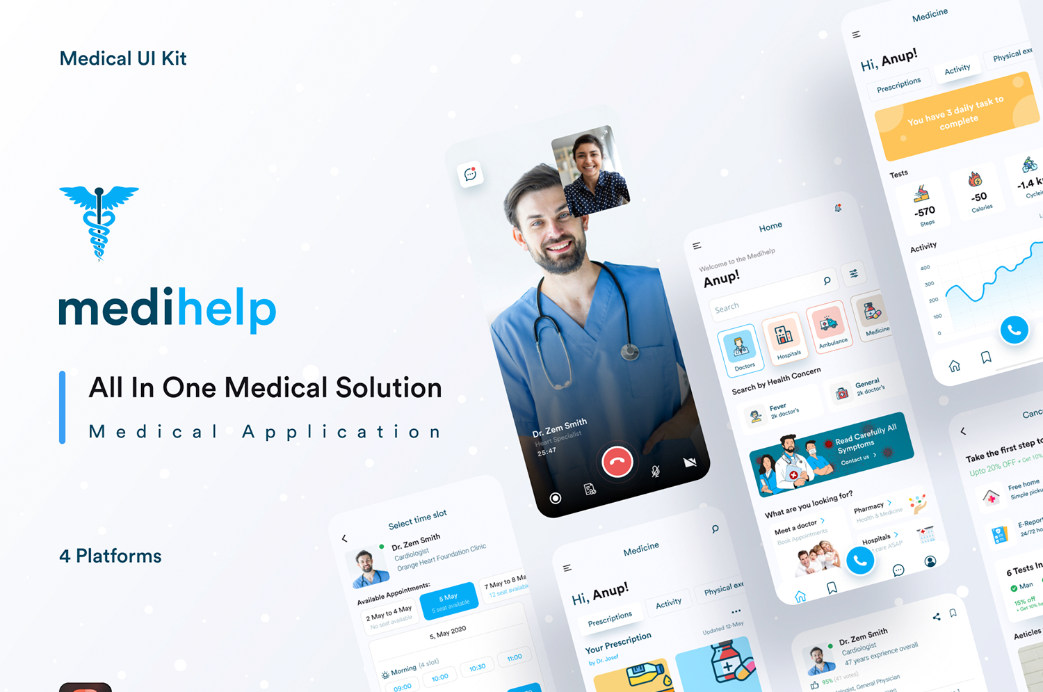 1157 高品质在线医疗医生预约挂号软件APP界面设计素材 Medihelp Application