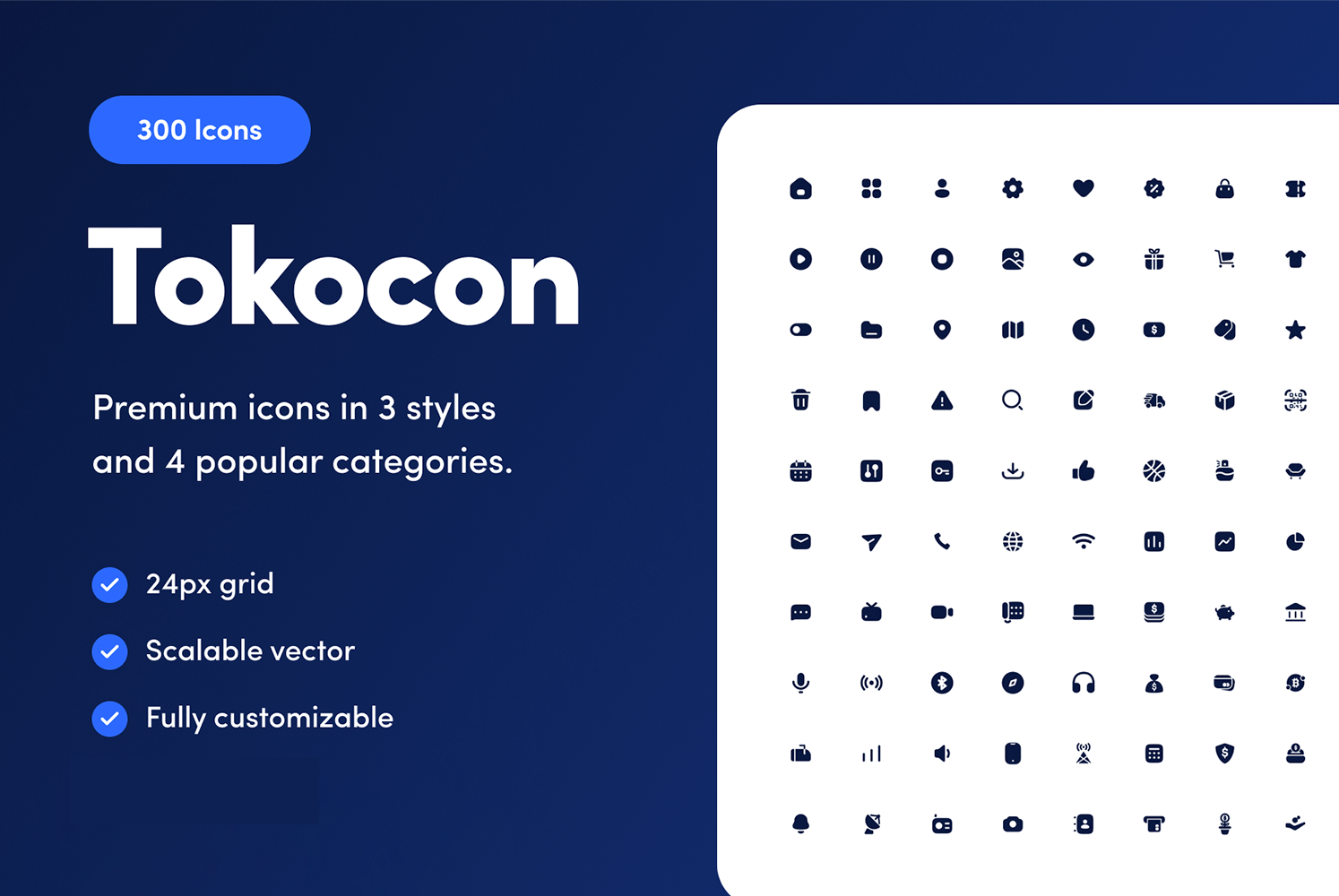 1142 300款常用金融电商通信app网页小程序icon面性图标设计素材源文件 Tokocon – Icon Set