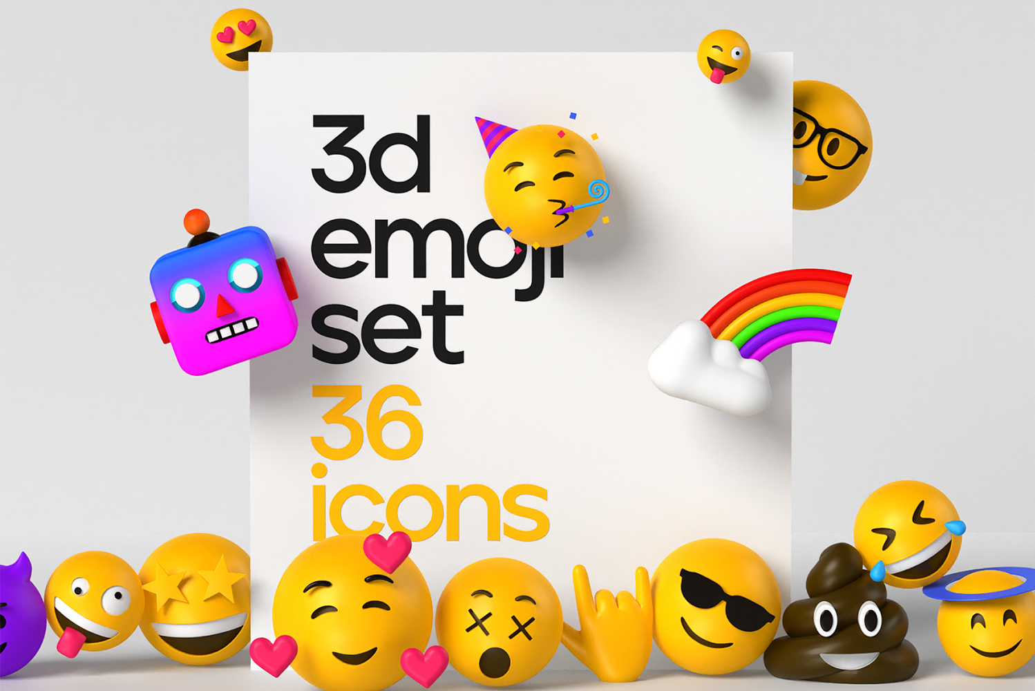 1133 36款趣味卡通创意3D立体emoji头像表情包icon图标png免抠图片素材 3d emoji