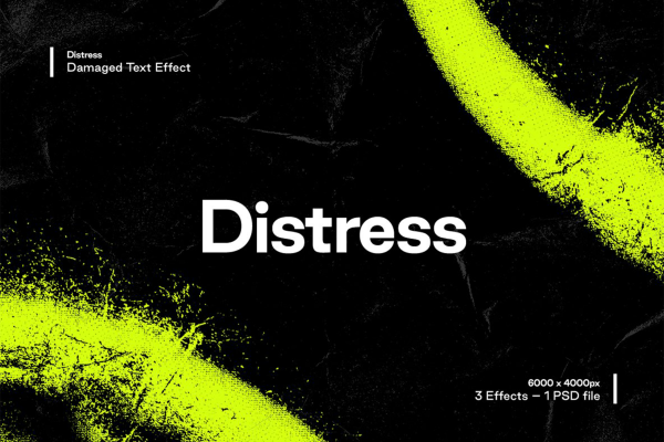 1087 潮流腐蚀颗粒毛刺半调效果徽标文字设计PS样式模板 Distress-Damaged-Text-Effect