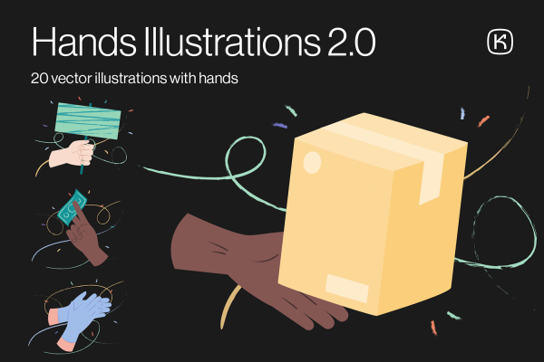 1127 20款趣味创意手绘卡通手指手势动作漫画插画插图ai设计素材源文件 Hands Illustrations 2.0