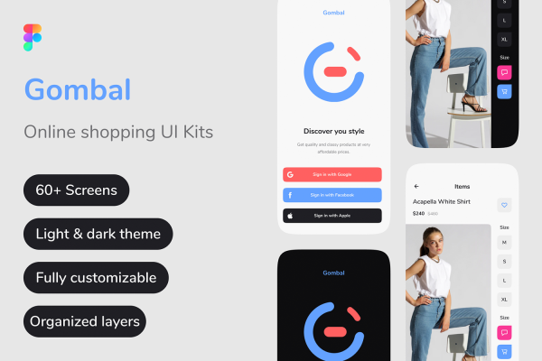 1154 服饰美妆电商在线购物应用程序APP界面设计UI模板 Gombal – Online shopping App UI Kit