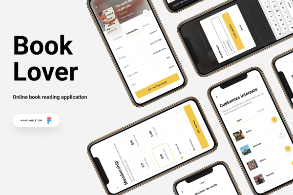 1187 在线阅读电子书购买APP界面设计UI素材下载 Book Lover – Reading book online application