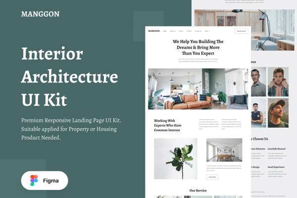 1246 建筑装修装饰公司官网产品介绍WEB设计模板Manggon Interior Architecture UI Kit