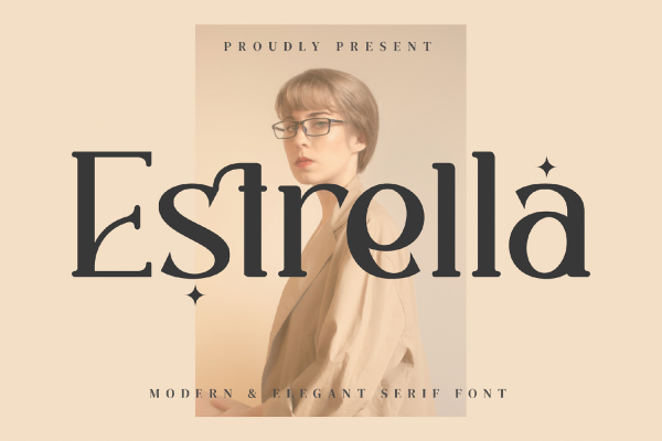 1256 时尚简约广告品牌标志设计衬线英文字体 Estrella Serif Font