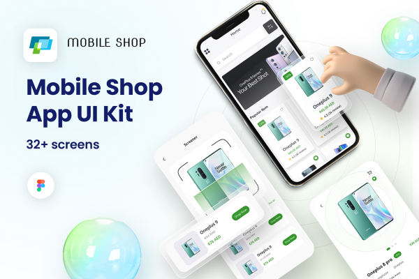 1280 在线商城手机电商app界面设计卡片式组件ui模板Mobile Shop – Premium Ecommerce App UI Kit