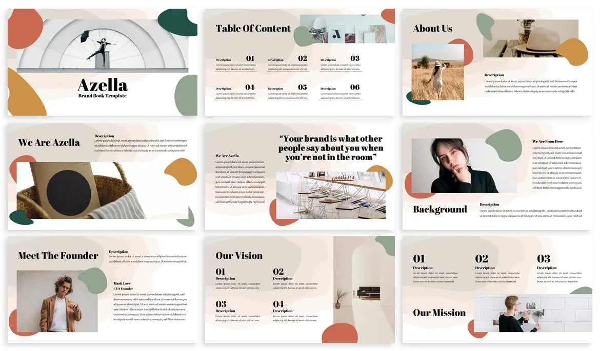 53 品牌设计指南Powerpoint幻灯片模板 Azella – Brandbook Powerpoint Template