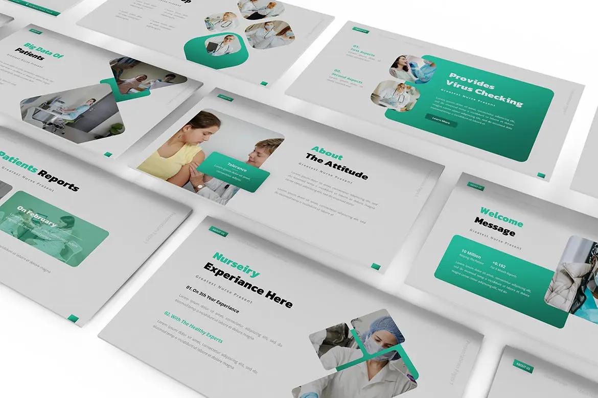 57 医疗医院主题幻灯片演示PPT模板 Nurseiry Powerpoint Presentation Template