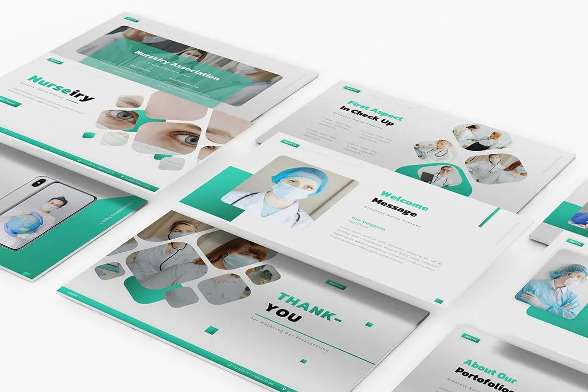 57 医疗医院主题幻灯片演示PPT模板 Nurseiry Powerpoint Presentation Template