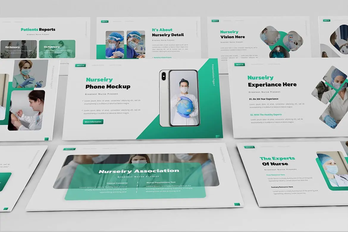 57 医疗医院主题幻灯片演示PPT模板 Nurseiry Powerpoint Presentation Template