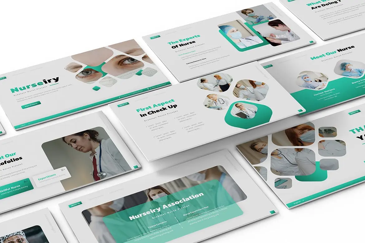 57 医疗医院主题幻灯片演示PPT模板 Nurseiry Powerpoint Presentation Template