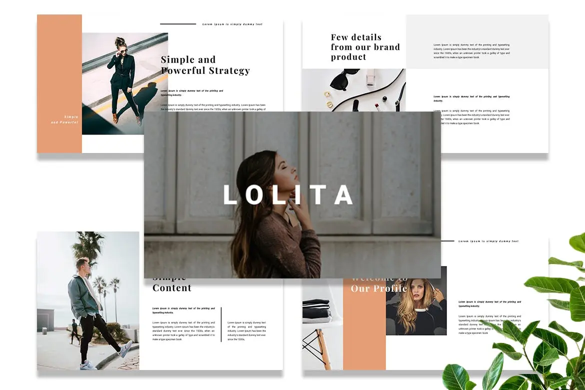 60 简约设计风格人物介绍PPT幻灯片模板 Lolita – PowerPoint Template