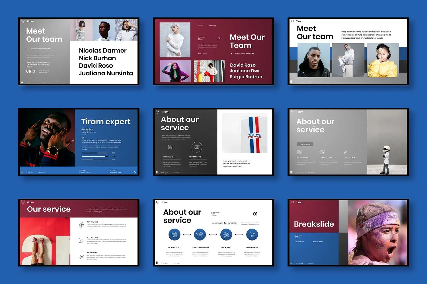 67 时尚服装展示PPT幻灯片模板素材 Tiram – Business PowerPoint Template