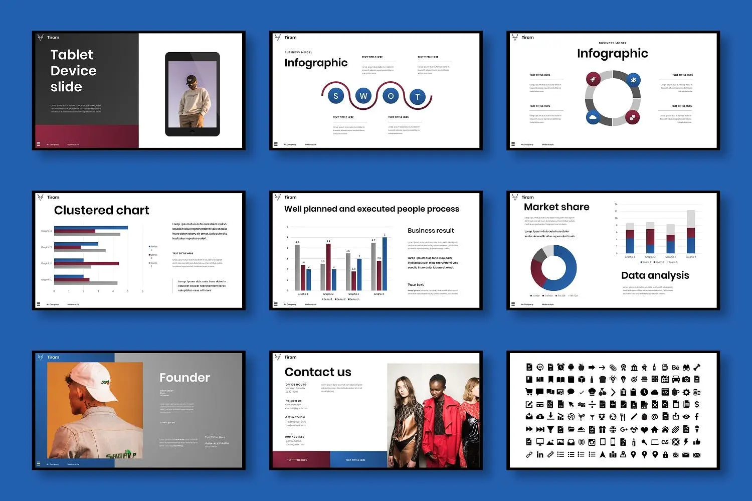 67 时尚服装展示PPT幻灯片模板素材 Tiram – Business PowerPoint Template