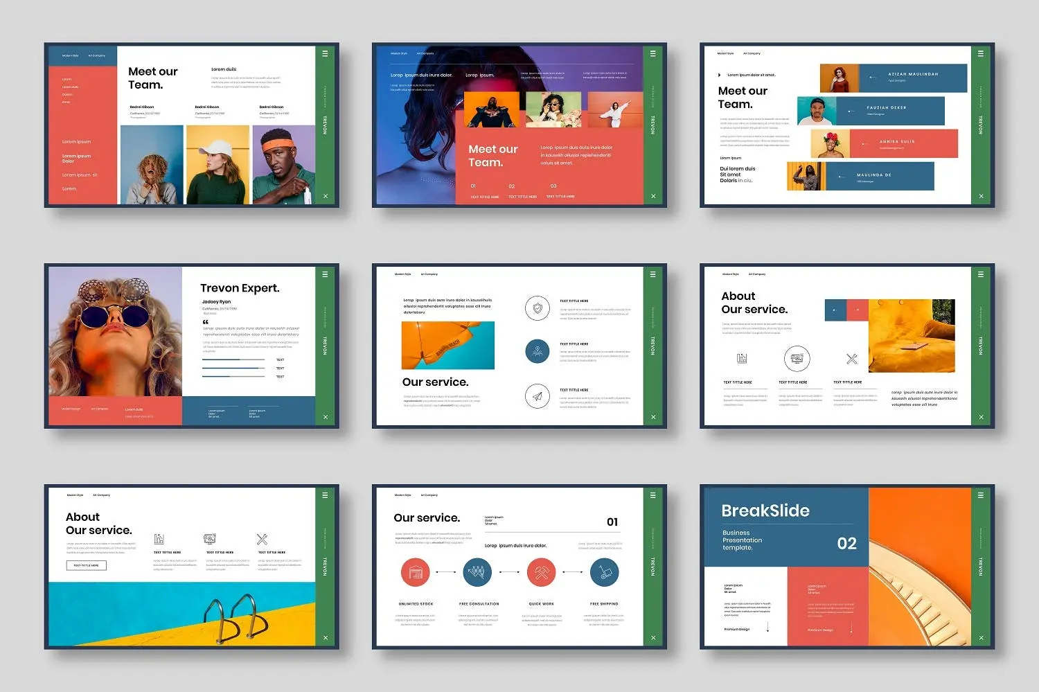 69 工作汇报PowerPoint演示文稿模板 Trevon – Business PowerPoint Template