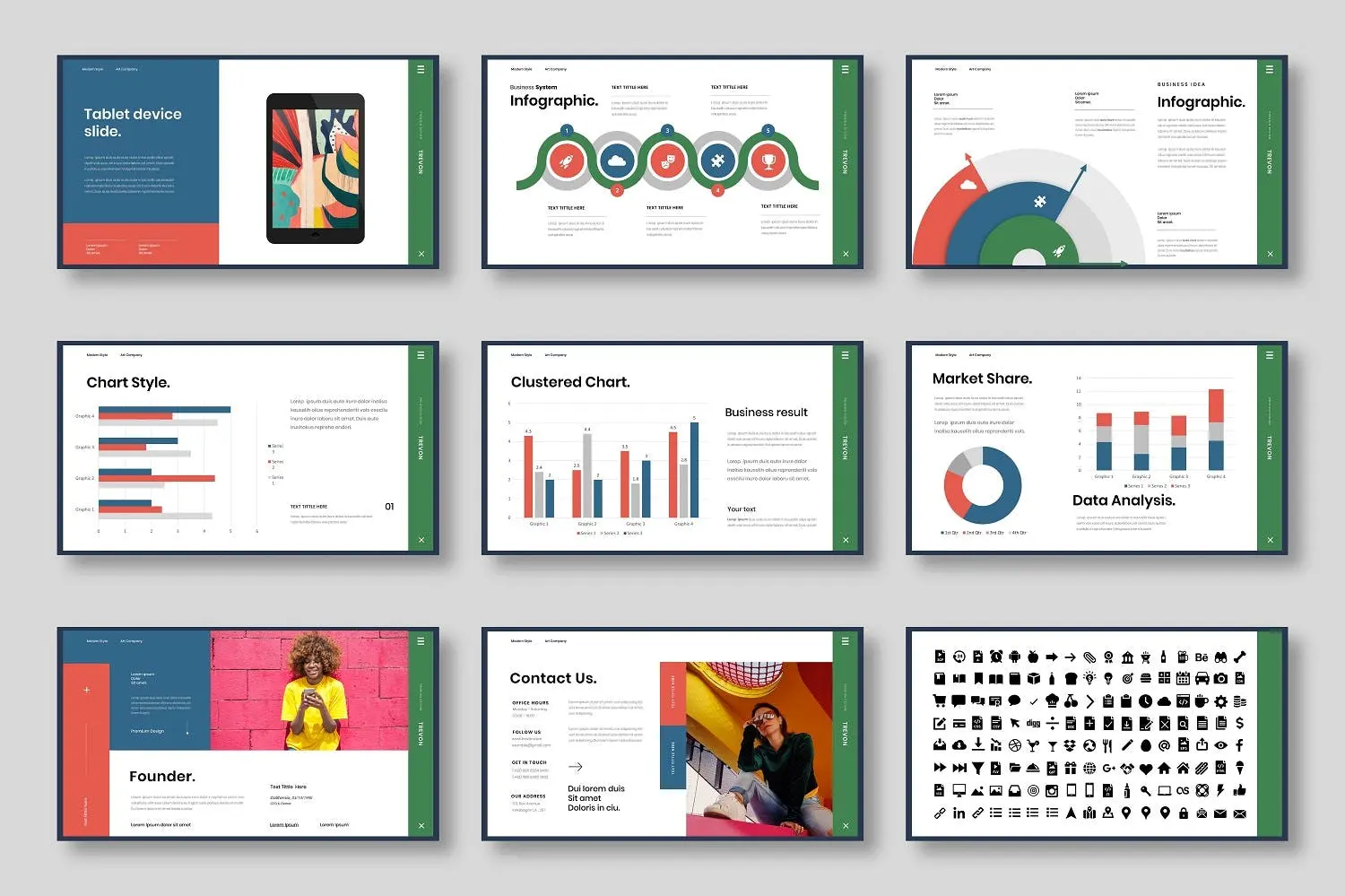 69 工作汇报PowerPoint演示文稿模板 Trevon – Business PowerPoint Template