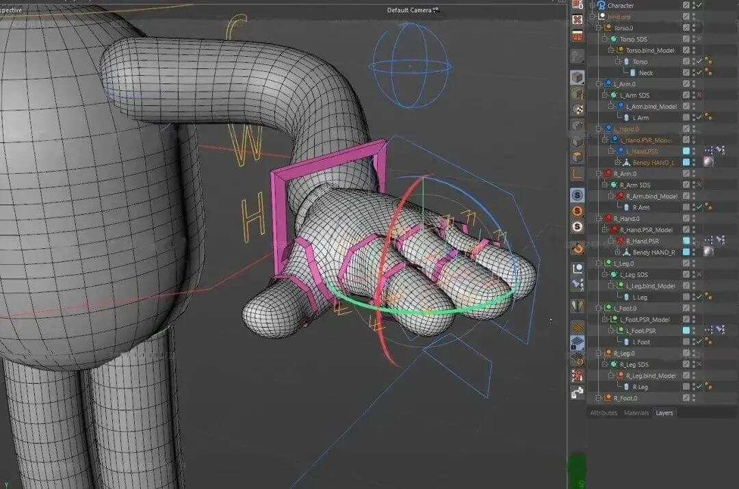 95 C4D卡通四肢模型素材包卡通IP手胳膊腿躯干C4D带绑定模型预设