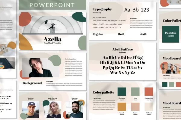53 品牌设计指南Powerpoint幻灯片模板 Azella – Brandbook Powerpoint Template