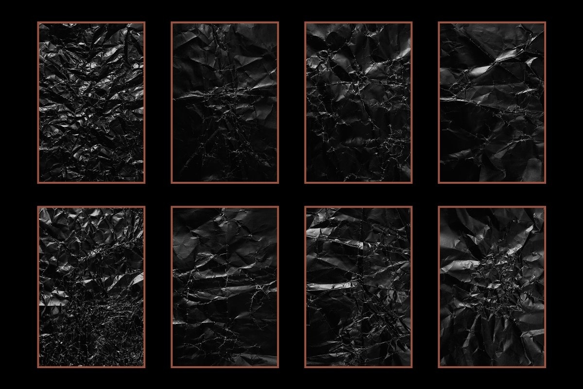 1301 15款高清黑色褶皱折叠纸纹理JPG图片素材 15 Black Paper Textures