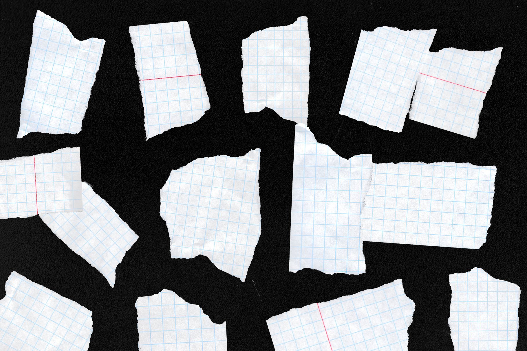 1308 40款潮流复古街头撕纸褶皱拼贴毛边纸片纸纹png免抠图片设计素材 40+ Ripped Paper Transparent Shapes