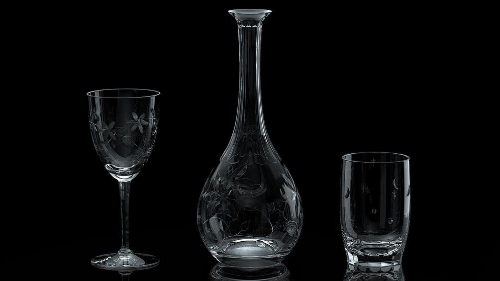 1319 玻璃杯玻璃瓶红酒杯透明杯3D模型素材 Gumroad – Glassware 3D