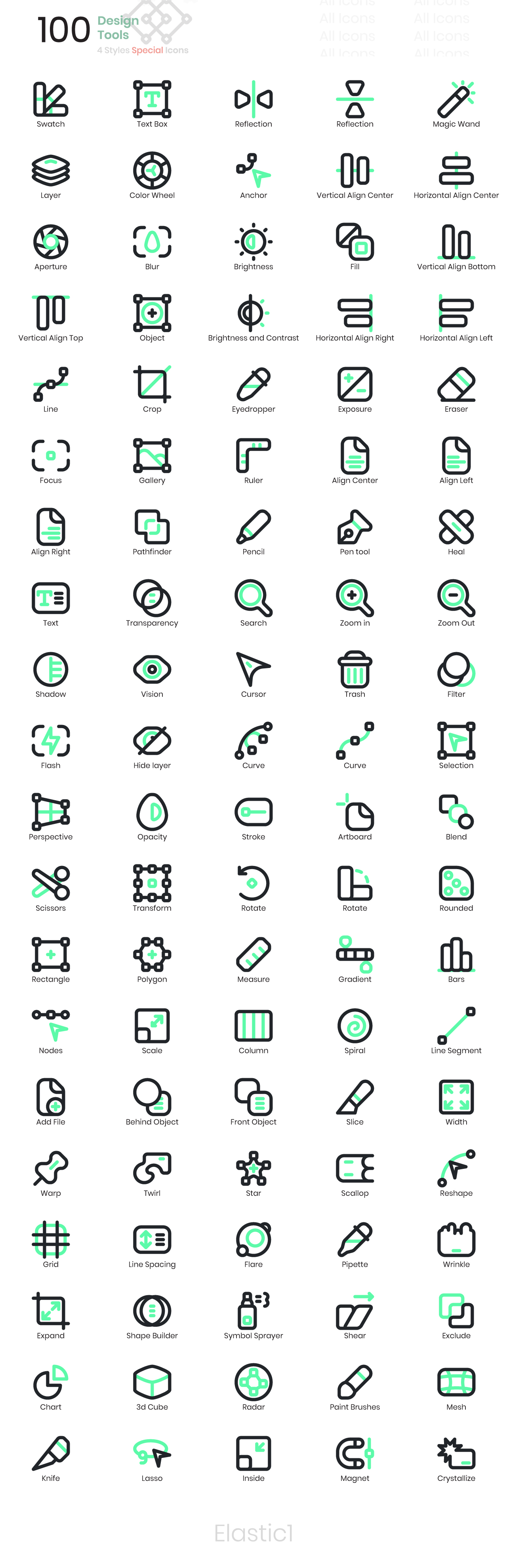 1326 粗线条矢量手绘UI图标 Designtools — Icon-Paket