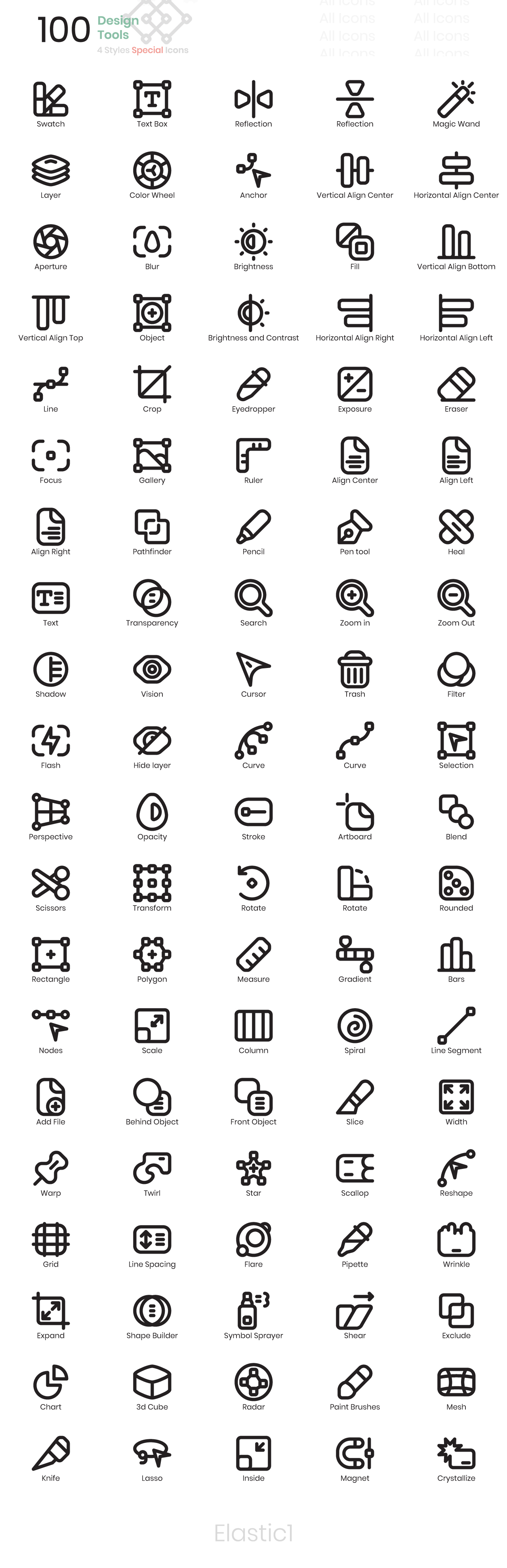 1326 粗线条矢量手绘UI图标 Designtools — Icon-Paket