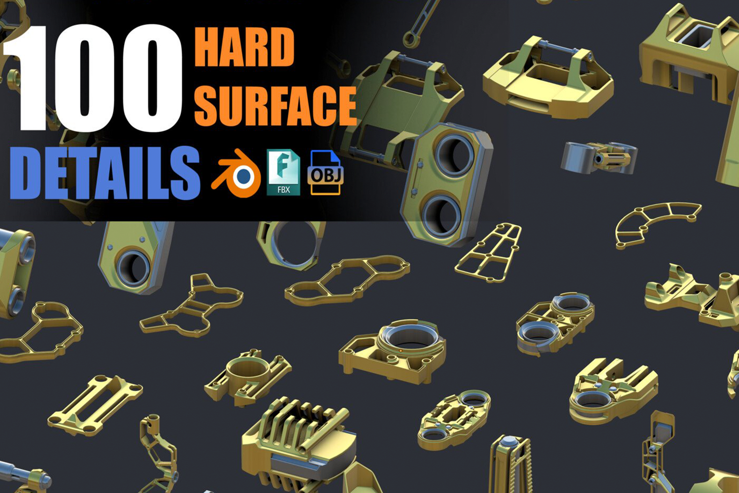 1347 金属机械配件3D模型 HARD SURFACE KITBASH 0
