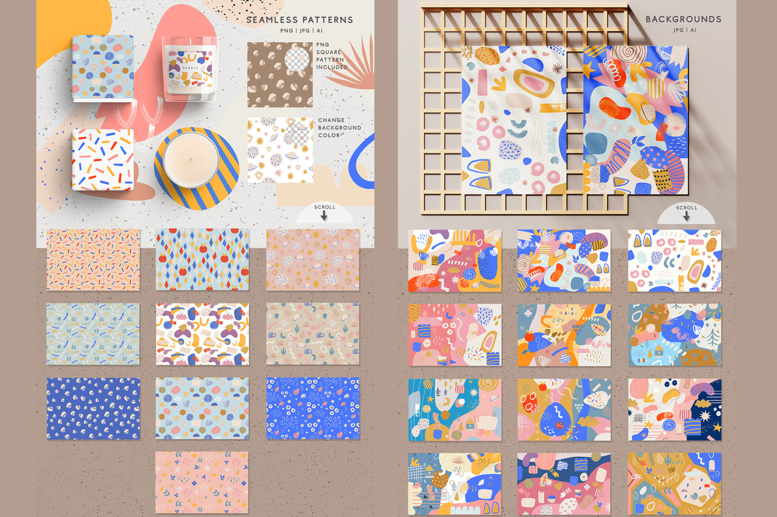 1360 色彩缤纷创意包装请帖墙纸纺织品矢量图案设计素材Doughnut Cutouts Set