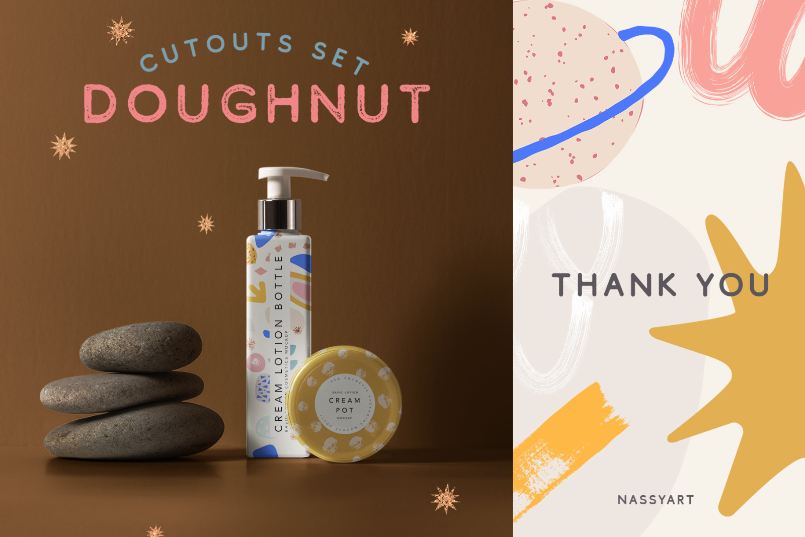 1360 色彩缤纷创意包装请帖墙纸纺织品矢量图案设计素材Doughnut Cutouts Set