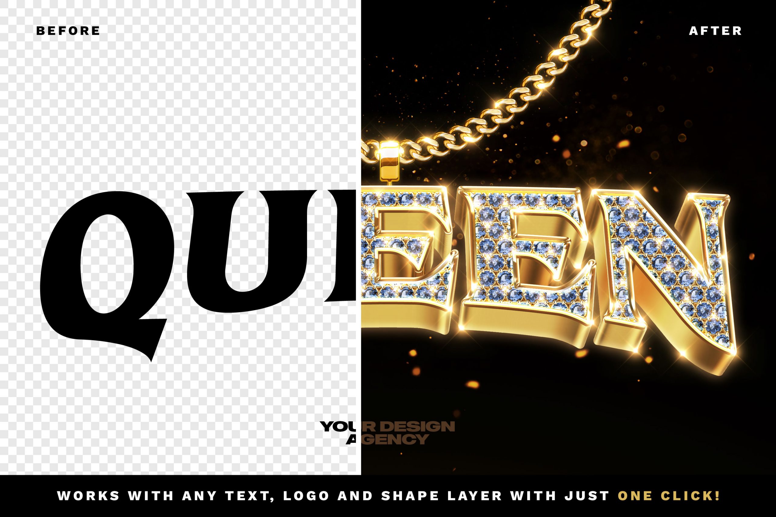 1361 奢华黄金钻石项链文字PS样式 Bling Bling Text and Logo Effect Vol