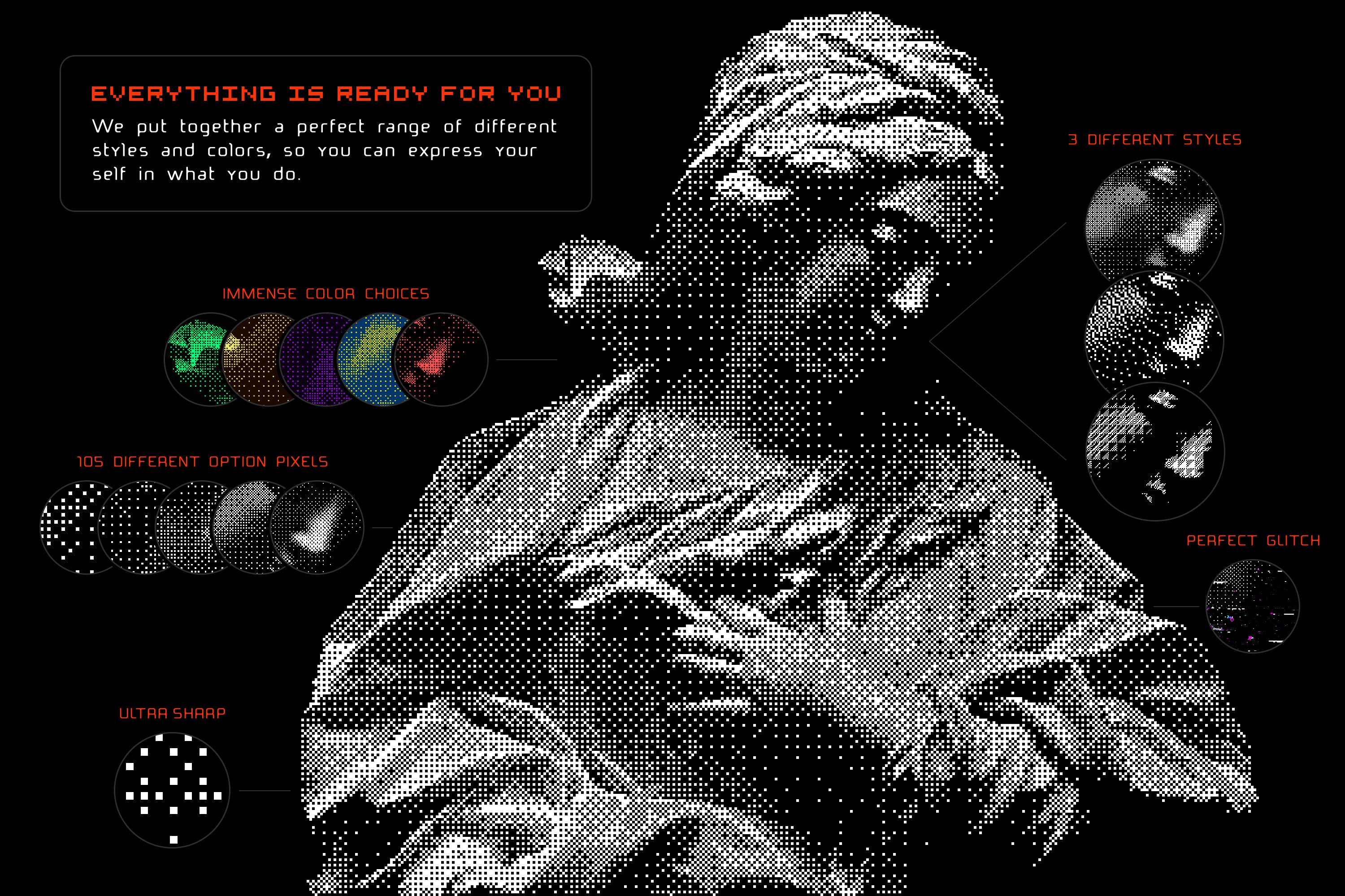 1369 图片波点化半调图像PS动作 Hyperpix – Bitmapper – Convert Image to Bitmap