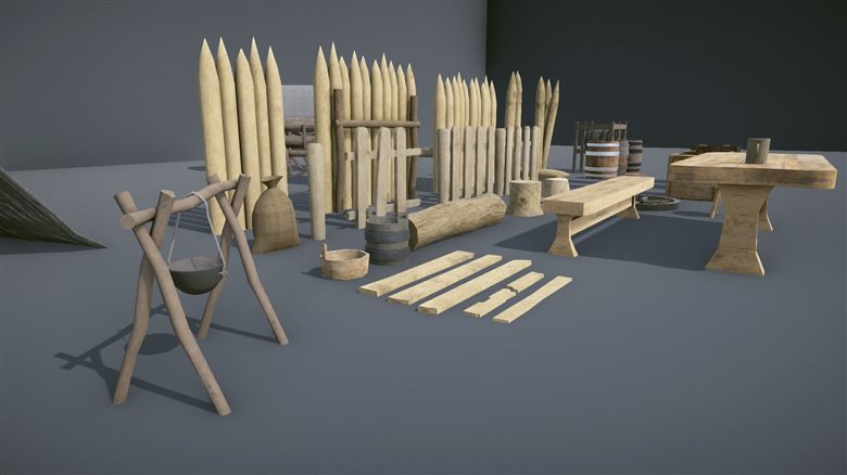 1381 中世纪道具三维模型包 cgtrader – Medieval Props – Mega Pack Low-poly 3D model