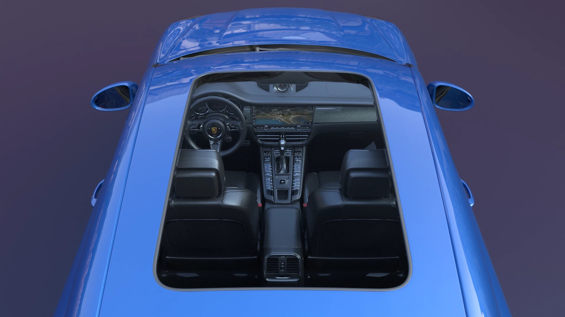 1386 C4D工程模板：精品保时捷汽车模型超详细（可做汽车相关动画，汽车周边产品效果图背景）