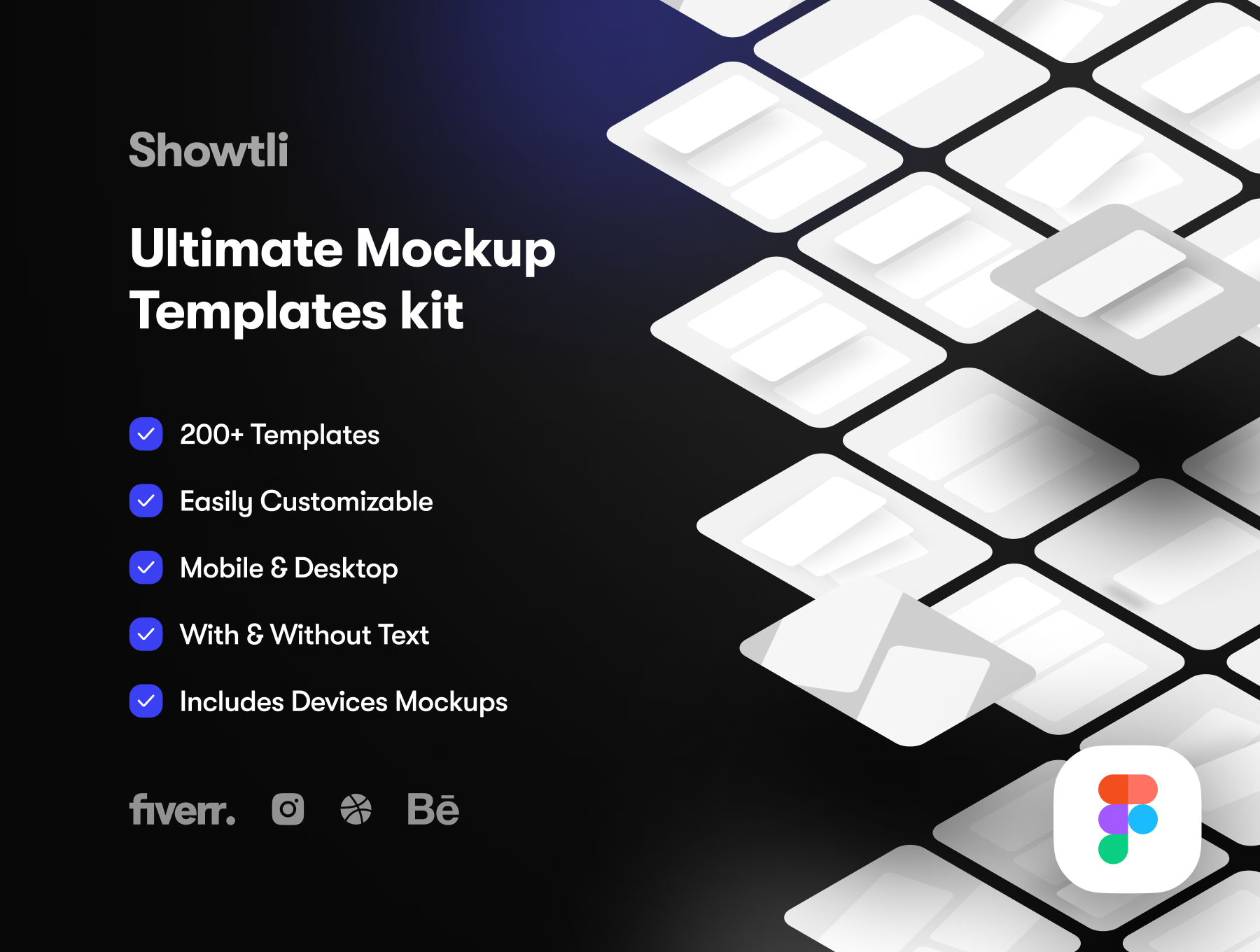 1398 UI设计作品集展示智Fig样机包 Showtli – Smart Mockup Templates Kit