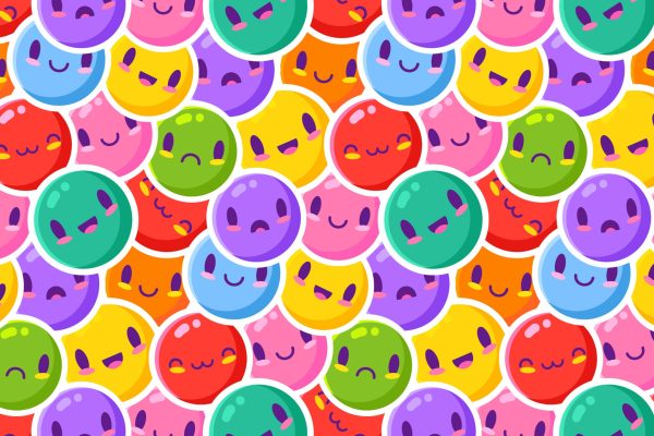 1327 多彩表情矢量背景图案Buntes Emoticon-Muster