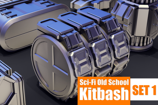 1370 未来科幻建筑科技3D模型 Old School Kitbash