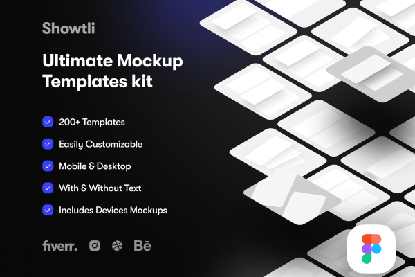 1398 UI设计作品集展示智Fig样机包 Showtli – Smart Mockup Templates Kit