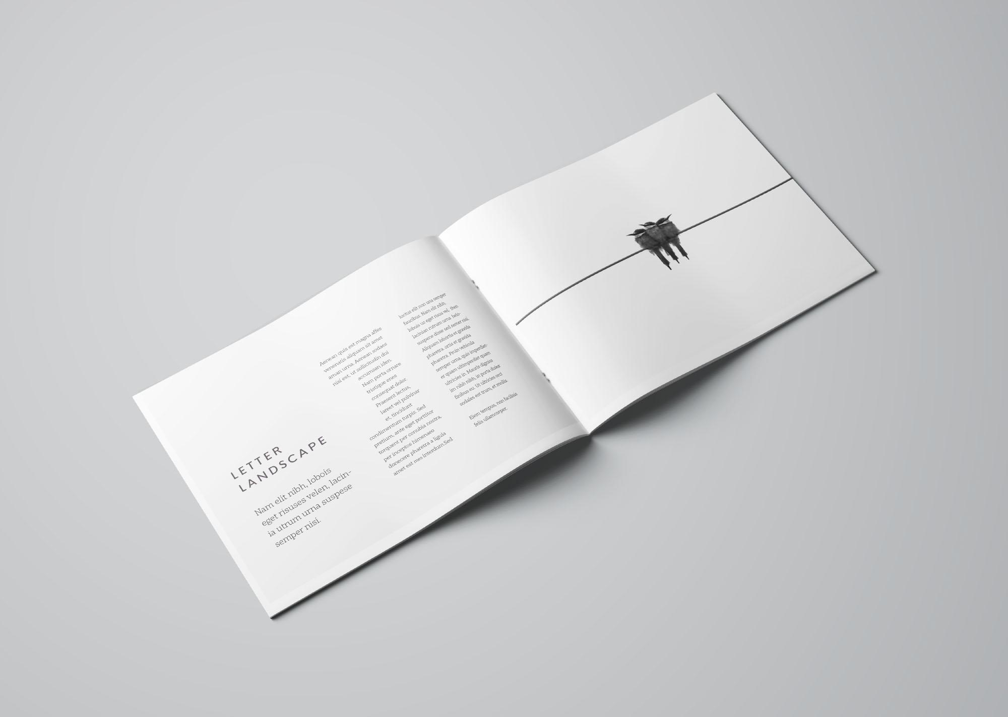 19 信纸尺寸规格横向小画册PS样机模板 Letter Landscape Brochure Mockup