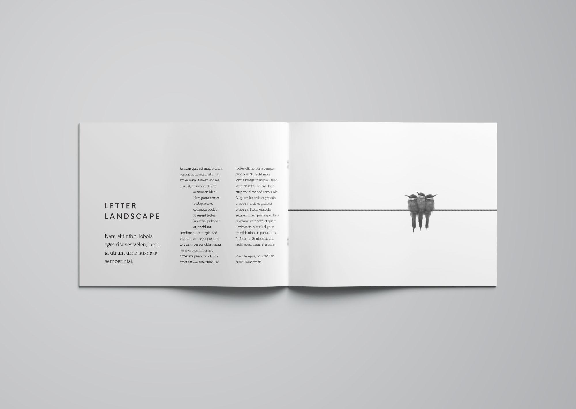 19 信纸尺寸规格横向小画册PS样机模板 Letter Landscape Brochure Mockup