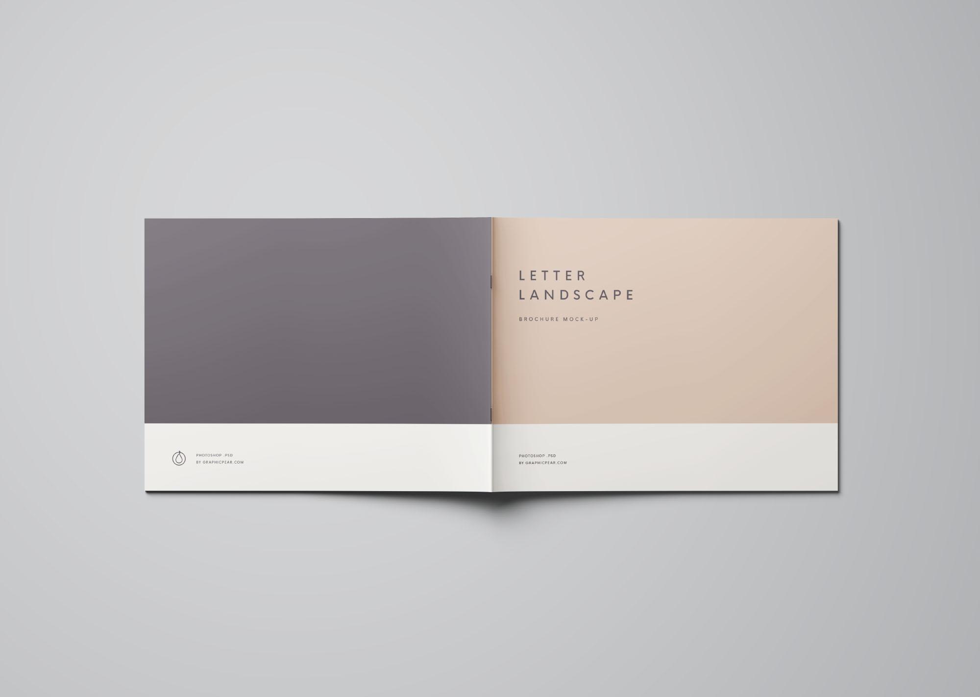 19 信纸尺寸规格横向小画册PS样机模板 Letter Landscape Brochure Mockup