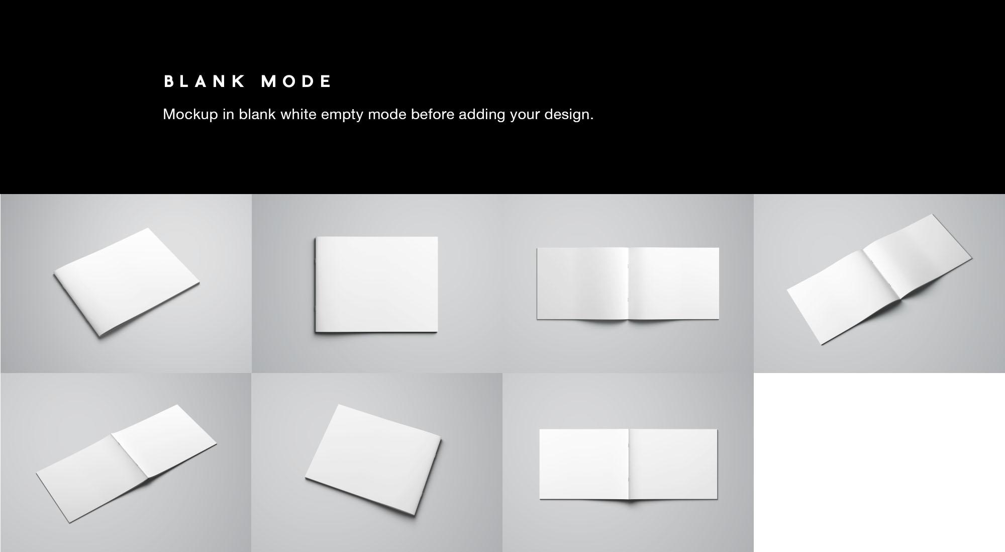 19 信纸尺寸规格横向小画册PS样机模板 Letter Landscape Brochure Mockup
