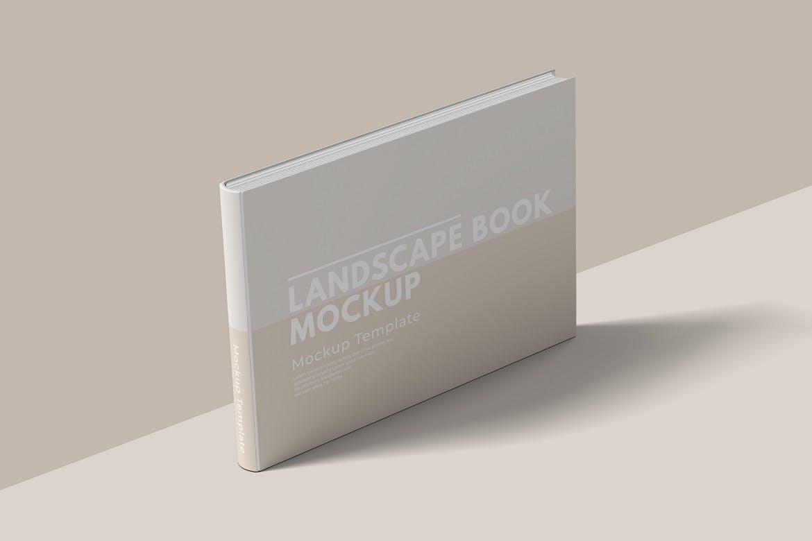 20 横版尺寸杂志画册书籍封面设计PS样机 Landscape Book Mockup