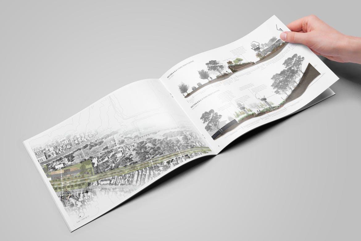 23 横版规格产品画册目录设计PS样机模板 Landscape Brochure  Catalog Mock-Up